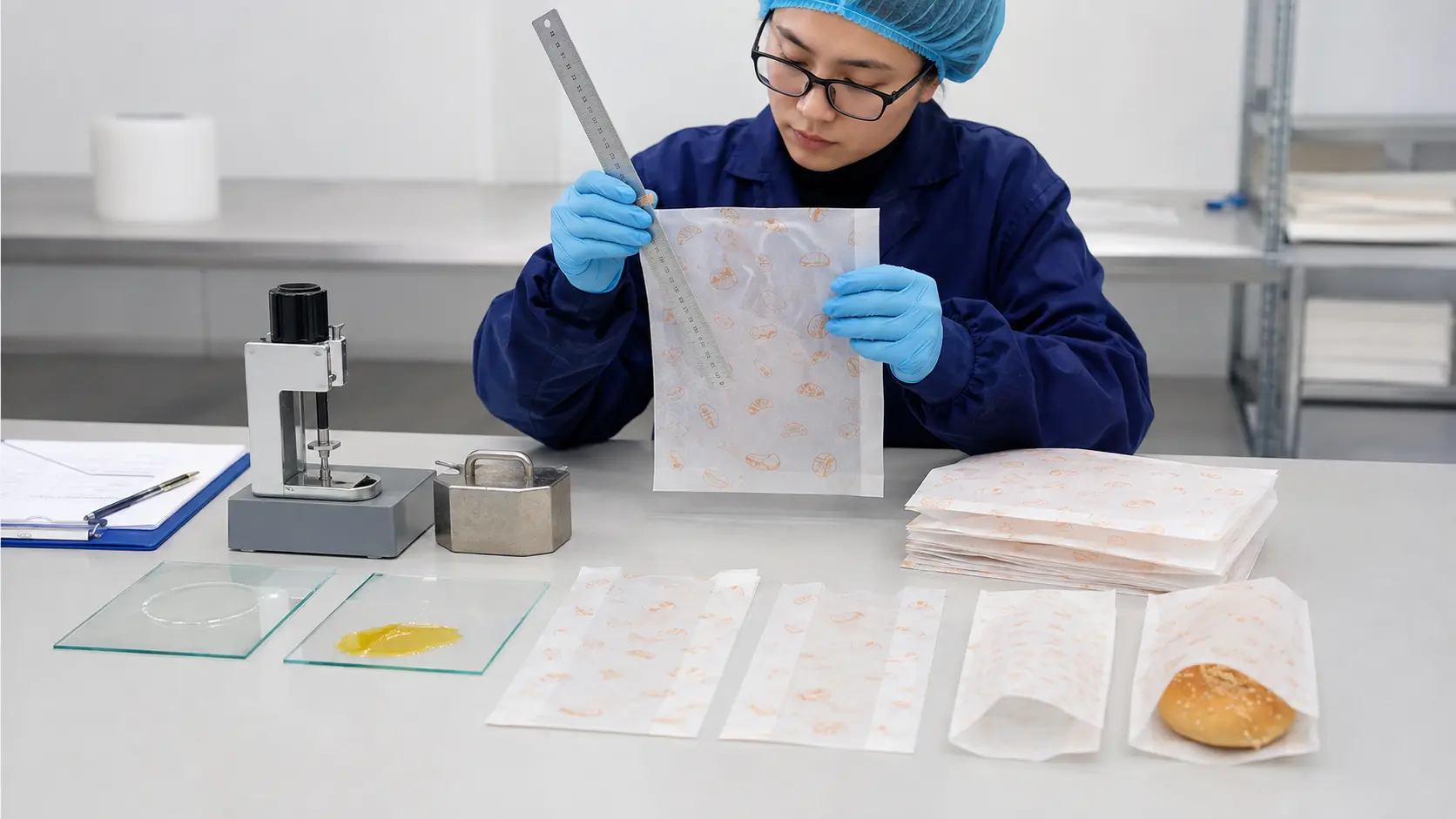 Finished custom glassine paper bag quality inspection