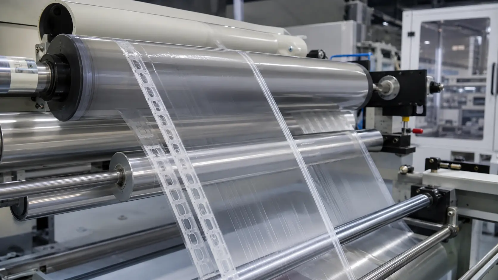 Printing lamination and one-way valve web integration for air column packaging